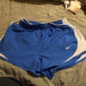 Nike Women's Athletic Shorts in Blue and White, Small